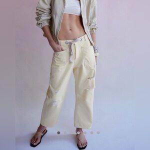 NWT We The Free Moxie Pull On Barrel Jeans in Lemon Icing size 28